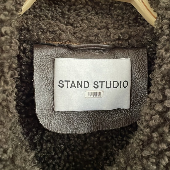 STAND STUDIO Women's Kristy Faux-Shearling Jacket Size US 10 In Brown - Picture 5 of 9